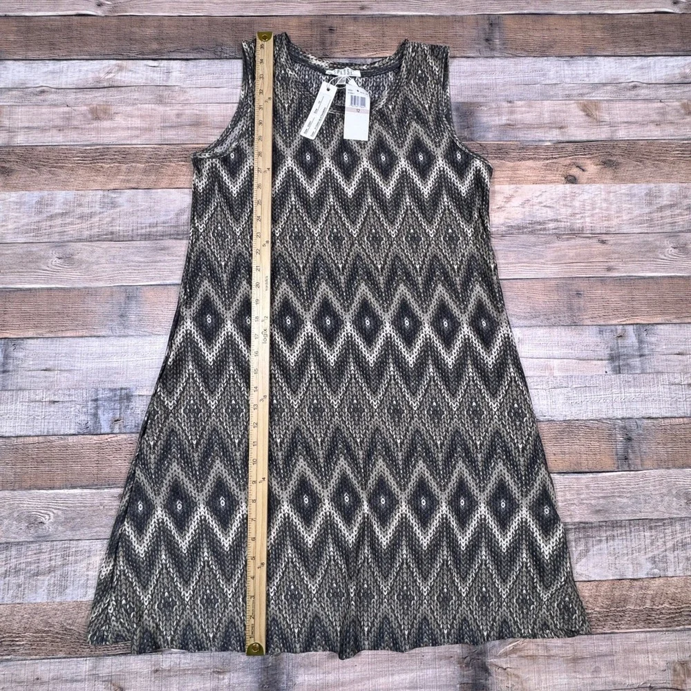 Spense Womens‎ Sleeveless Geometric Chevron Diamond Print Shift Dress Brown 12